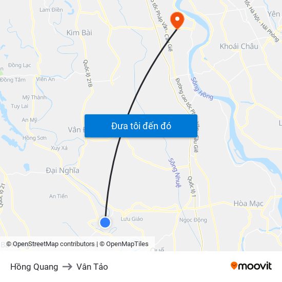 Hồng Quang to Vân Tảo map