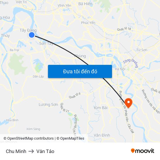 Chu Minh to Vân Tảo map
