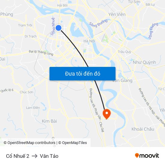 Cổ Nhuế 2 to Vân Tảo map