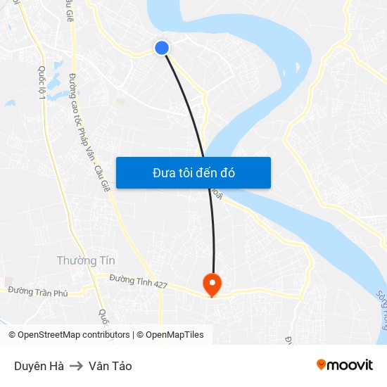 Duyên Hà to Vân Tảo map