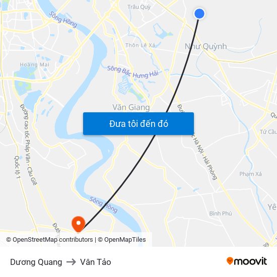 Dương Quang to Vân Tảo map