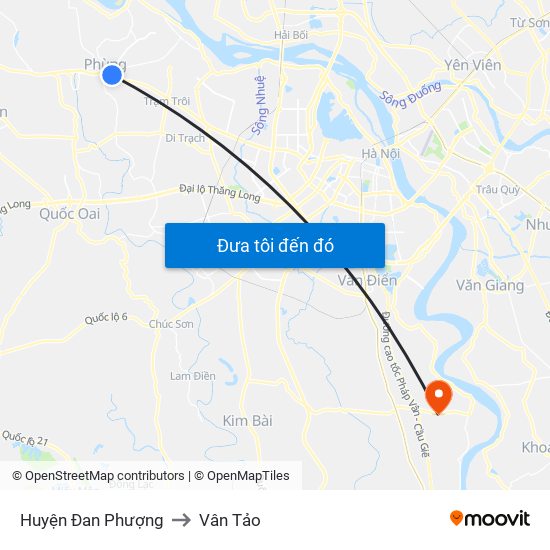 Huyện Đan Phượng to Vân Tảo map