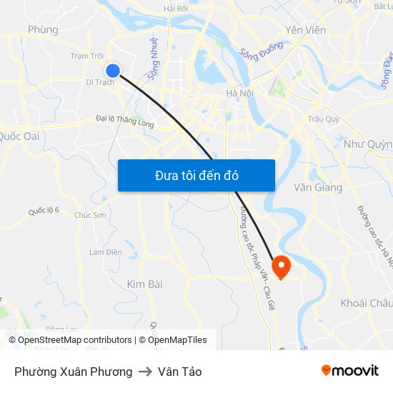 Phường Xuân Phương to Vân Tảo map