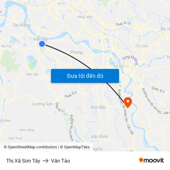 Thị Xã Sơn Tây to Vân Tảo map