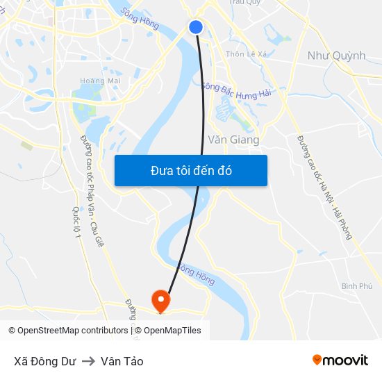 Xã Đông Dư to Vân Tảo map