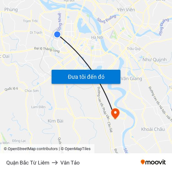 Quận Bắc Từ Liêm to Vân Tảo map