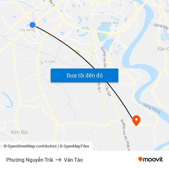 Phường Nguyễn Trãi to Vân Tảo map