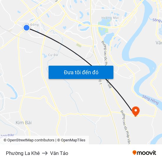 Phường La Khê to Vân Tảo map
