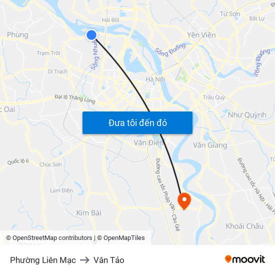 Phường Liên Mạc to Vân Tảo map