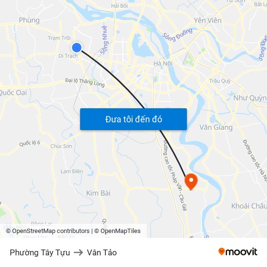 Phường Tây Tựu to Vân Tảo map