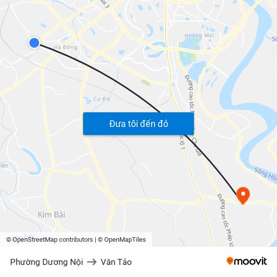 Phường Dương Nội to Vân Tảo map