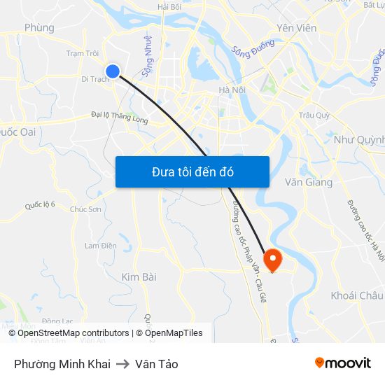 Phường Minh Khai to Vân Tảo map