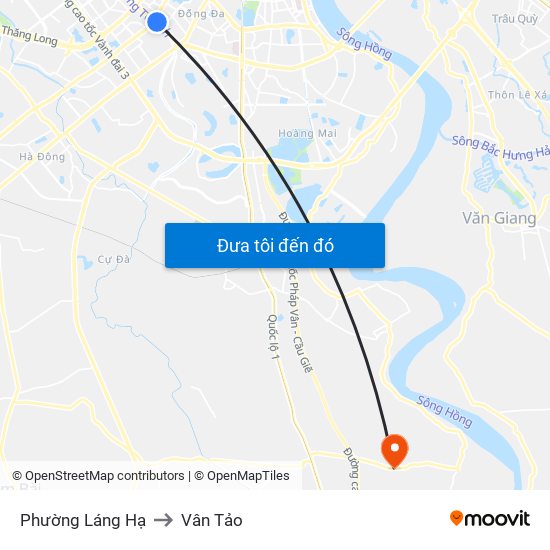 Phường Láng Hạ to Vân Tảo map