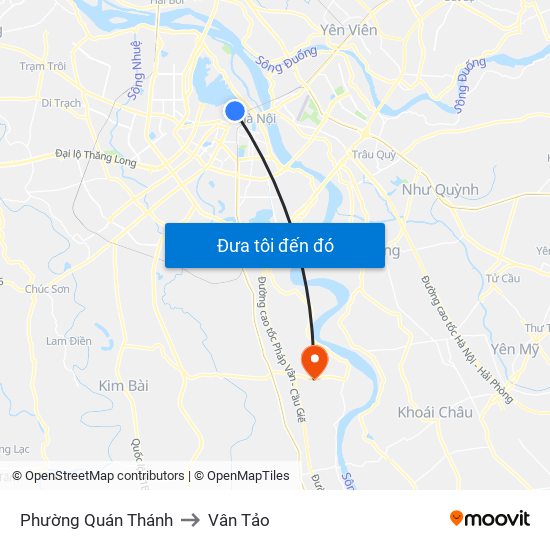 Phường Quán Thánh to Vân Tảo map