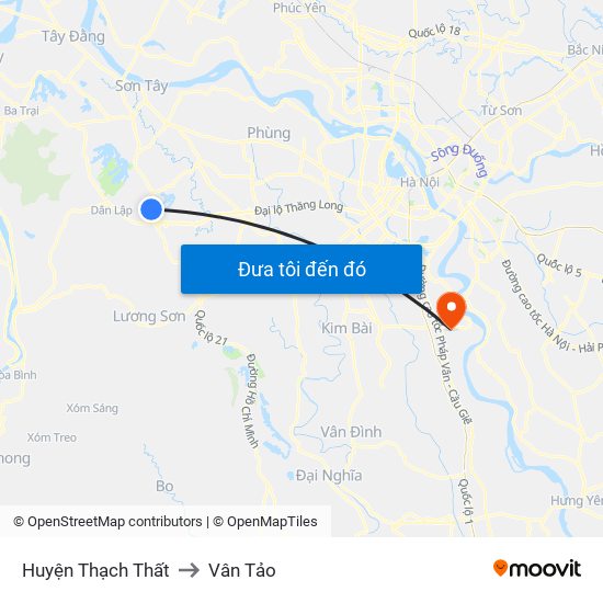 Huyện Thạch Thất to Vân Tảo map