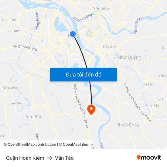 Quận Hoàn Kiếm to Vân Tảo map