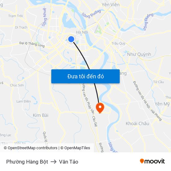 Phường Hàng Bột to Vân Tảo map