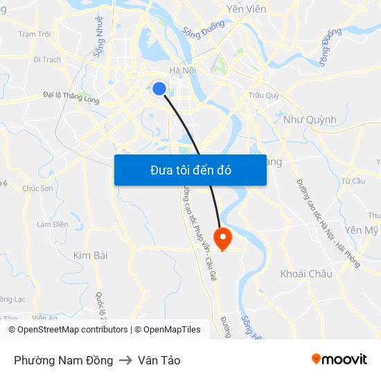 Phường Nam Đồng to Vân Tảo map