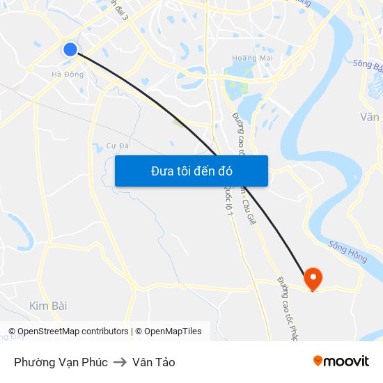 Phường Vạn Phúc to Vân Tảo map