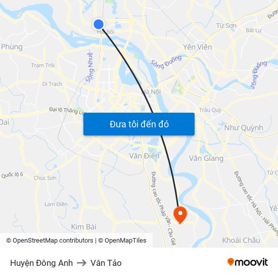 Huyện Đông Anh to Vân Tảo map