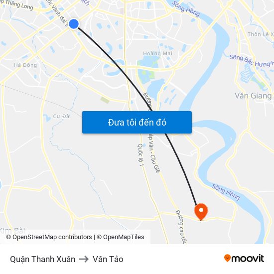 Quận Thanh Xuân to Vân Tảo map