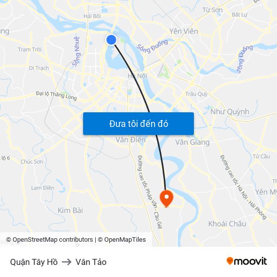 Quận Tây Hồ to Vân Tảo map