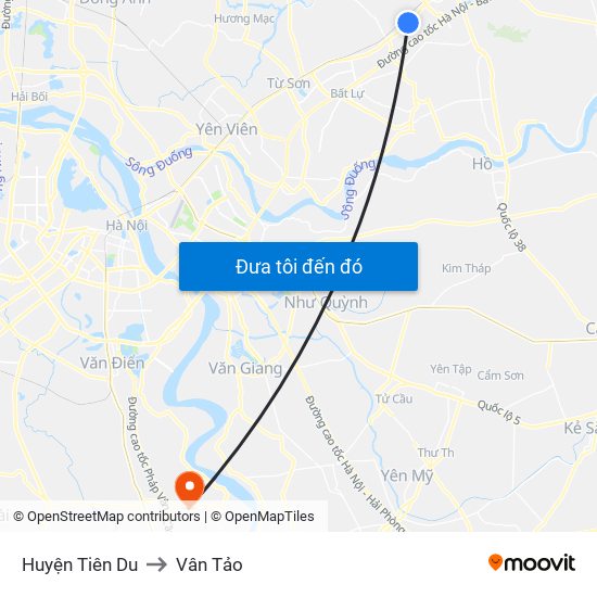 Huyện Tiên Du to Vân Tảo map