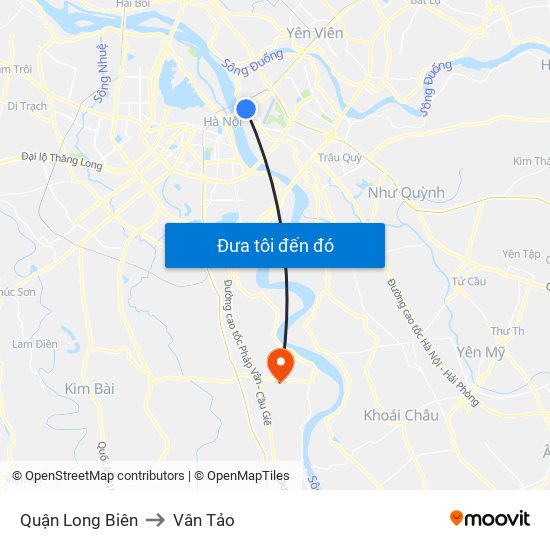 Quận Long Biên to Vân Tảo map