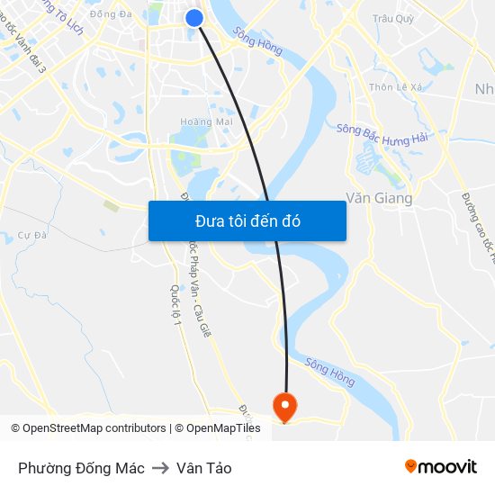 Phường Đống Mác to Vân Tảo map