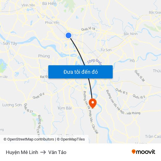 Huyện Mê Linh to Vân Tảo map