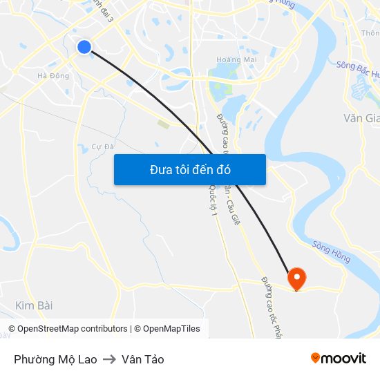 Phường Mộ Lao to Vân Tảo map