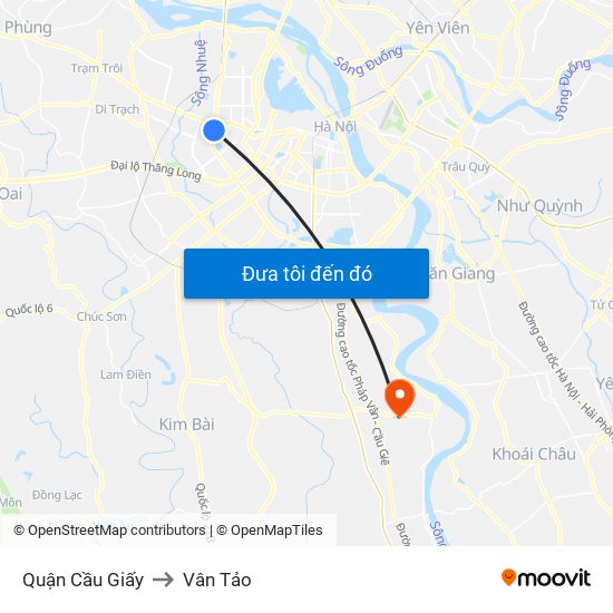 Quận Cầu Giấy to Vân Tảo map