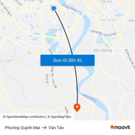 Phường Quỳnh Mai to Vân Tảo map