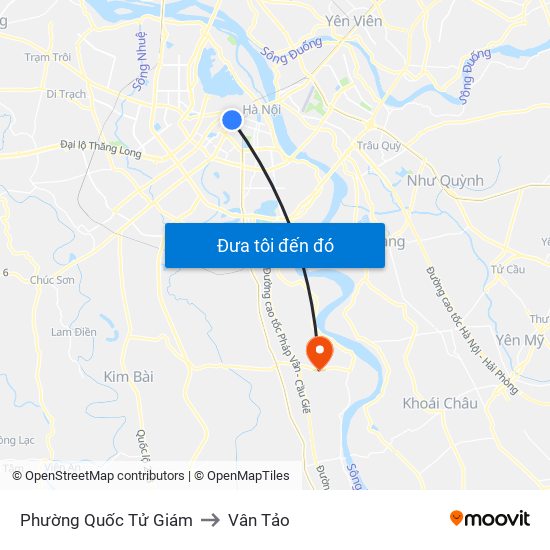 Phường Quốc Tử Giám to Vân Tảo map