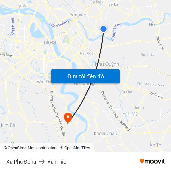 Xã Phù Đổng to Vân Tảo map