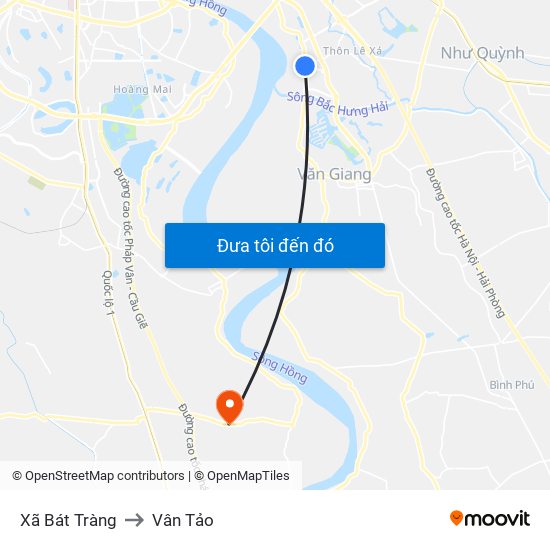 Xã Bát Tràng to Vân Tảo map