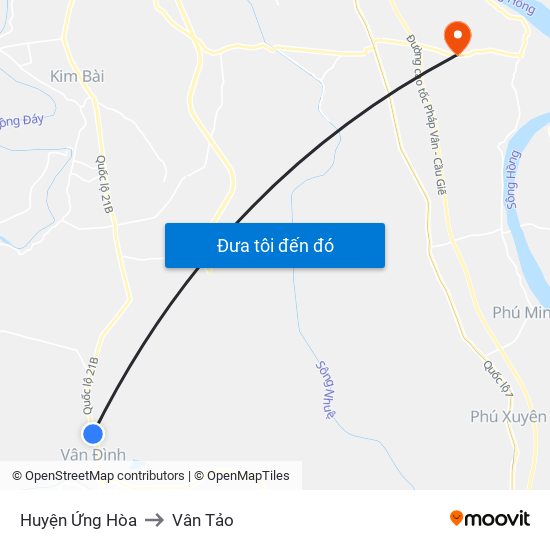 Huyện Ứng Hòa to Vân Tảo map