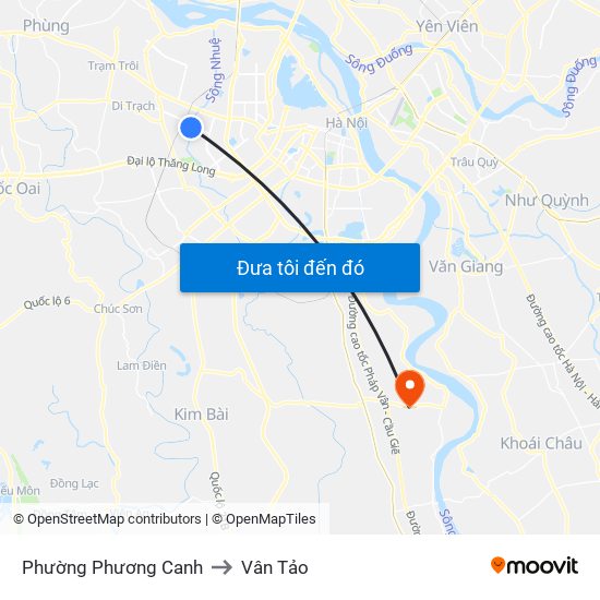 Phường Phương Canh to Vân Tảo map