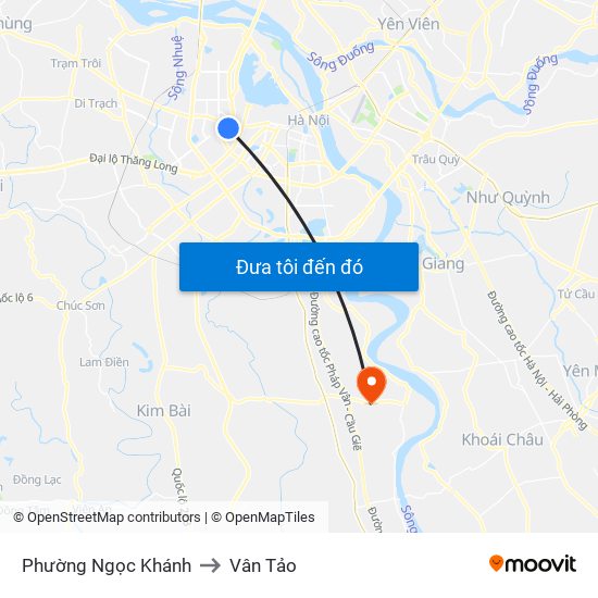 Phường Ngọc Khánh to Vân Tảo map