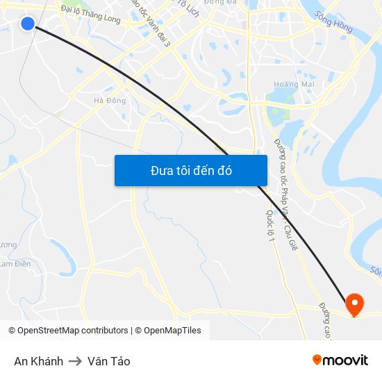 An Khánh to Vân Tảo map