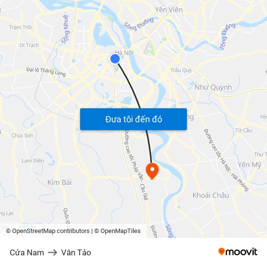 Cửa Nam to Vân Tảo map