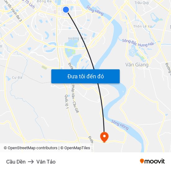 Cầu Dền to Vân Tảo map