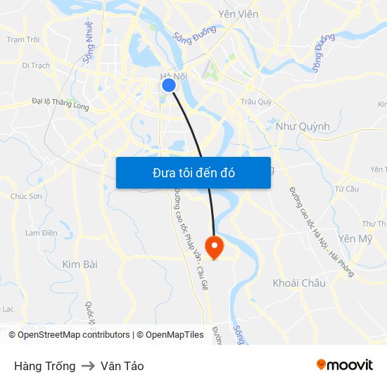 Hàng Trống to Vân Tảo map