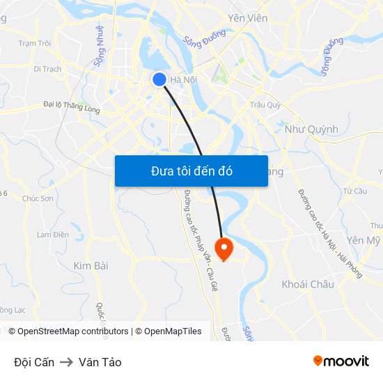 Đội Cấn to Vân Tảo map