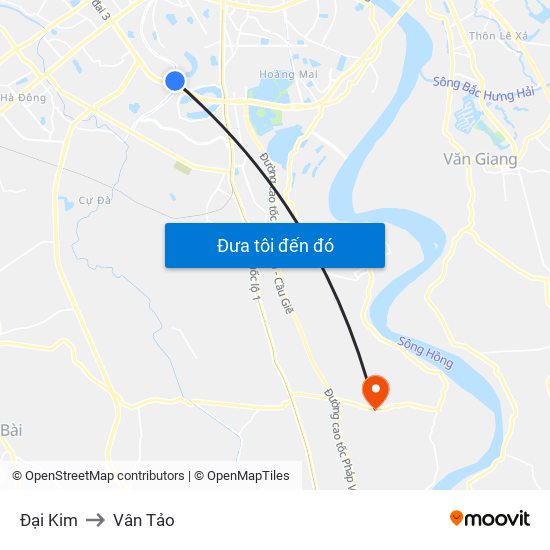 Đại Kim to Vân Tảo map