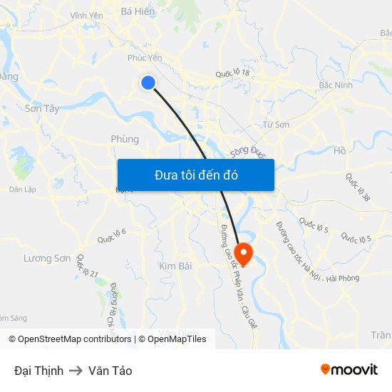 Đại Thịnh to Vân Tảo map