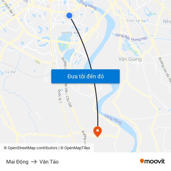 Mai Động to Vân Tảo map