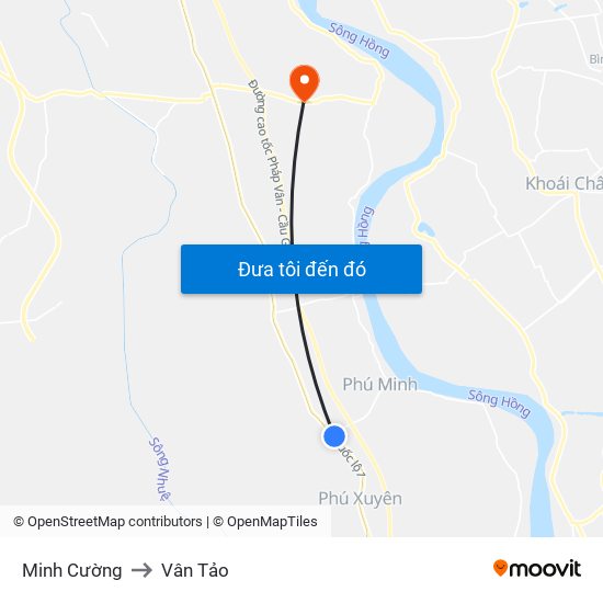 Minh Cường to Vân Tảo map