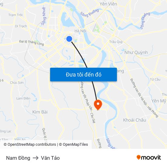 Nam Đồng to Vân Tảo map