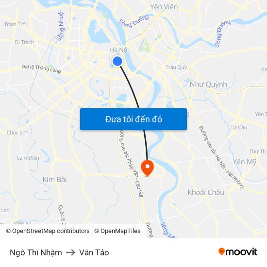 Ngô Thì Nhậm to Vân Tảo map